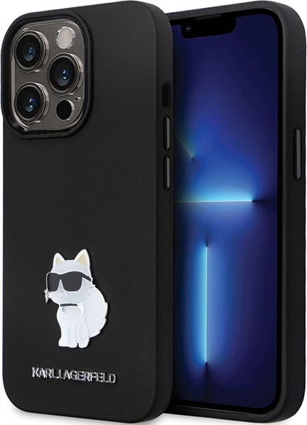 Mbështjellës Karl Lagerfeld KLHCP13LSMHCNPK për iPhone 13 Pro / 13, Silikon, Choupette, i zi
