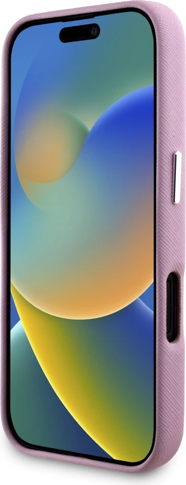 Mbështjellës Karl Lagerfeld Saffiano Full Wrapped Elongated Metal Logo MagSafe për iPhone 16, Rozë