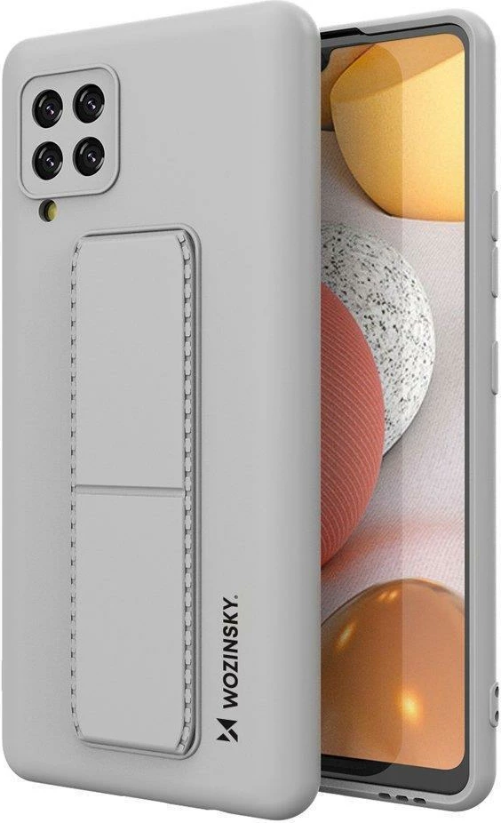 Mbështjellës silikon Wozinsky Kickstand Case për Samsung Galaxy A42 5G, Gri