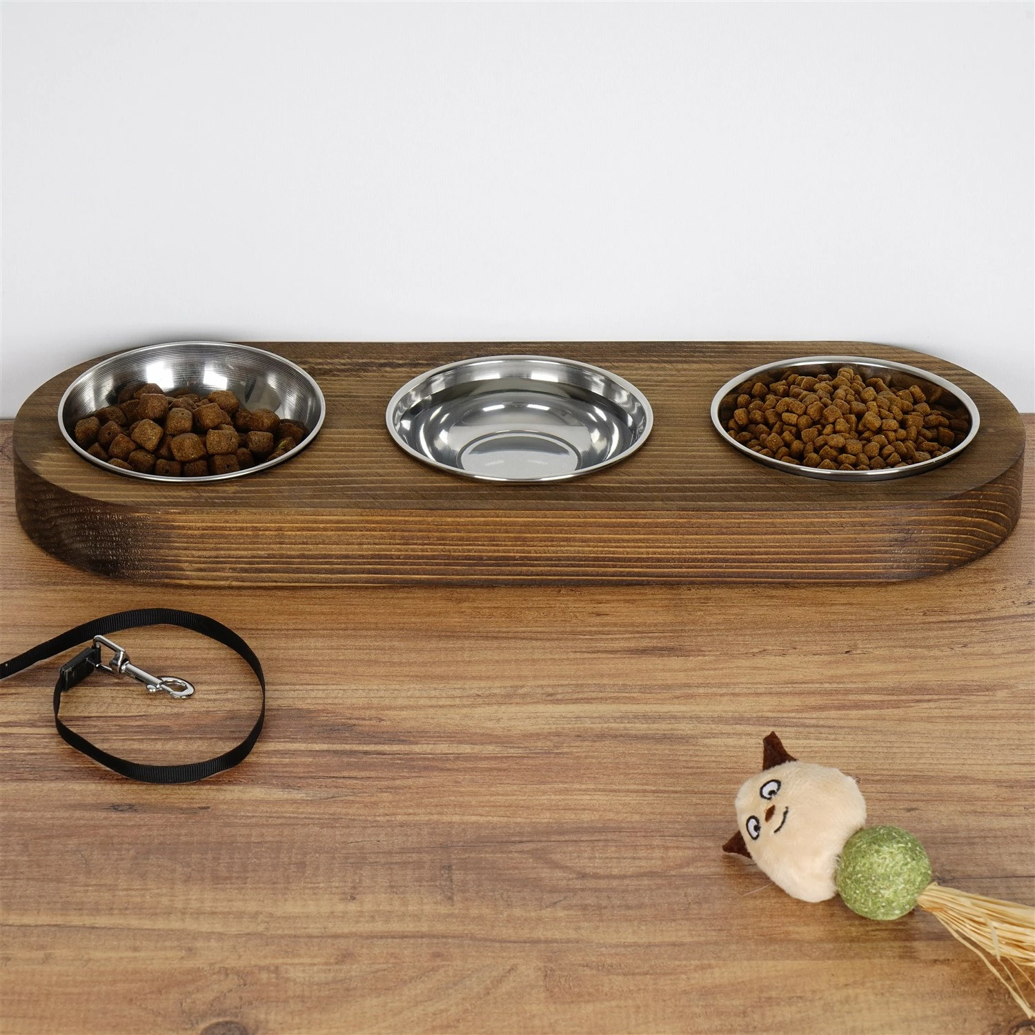 Enë ushqimi për kafshë, dru bredhi, ngjyrë arre, Hanah Home Pet016