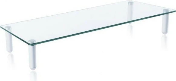Mbajtës monitori, Techly 028504, deri 32", raft xhami 560x210mm, lartësi 80mm, kapacitet 20kg, e bardhë