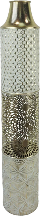 Vazo dekorative Tecna Inart metalike, ngjyrë ari dhe e bardhë, D14.6x81.3cm