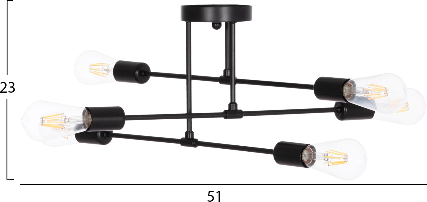 Llambë tavani me shumë drita, metal i zi, LIGHTY FH7427.11, 51x51x23cm