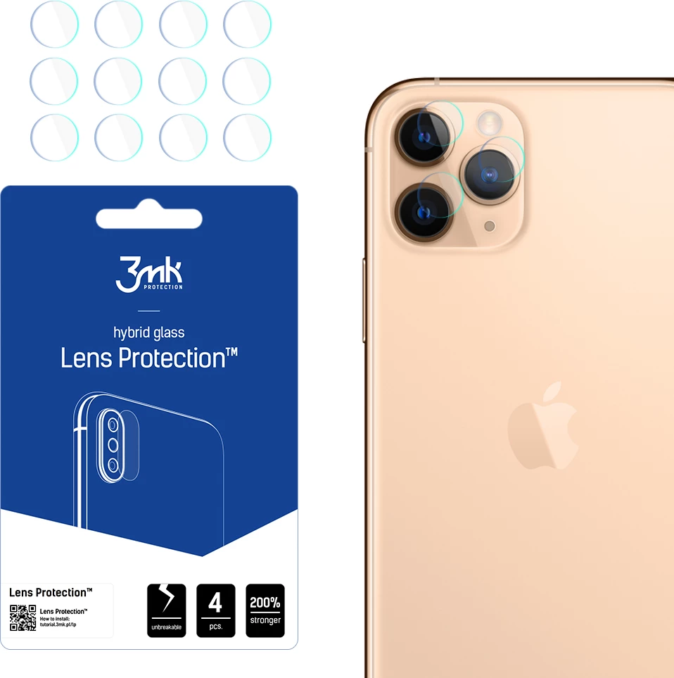 Xham mbrojtës kamerë 3mk Protection Lens Protection për iPhone 11 Pro, Transparent, 4 copë