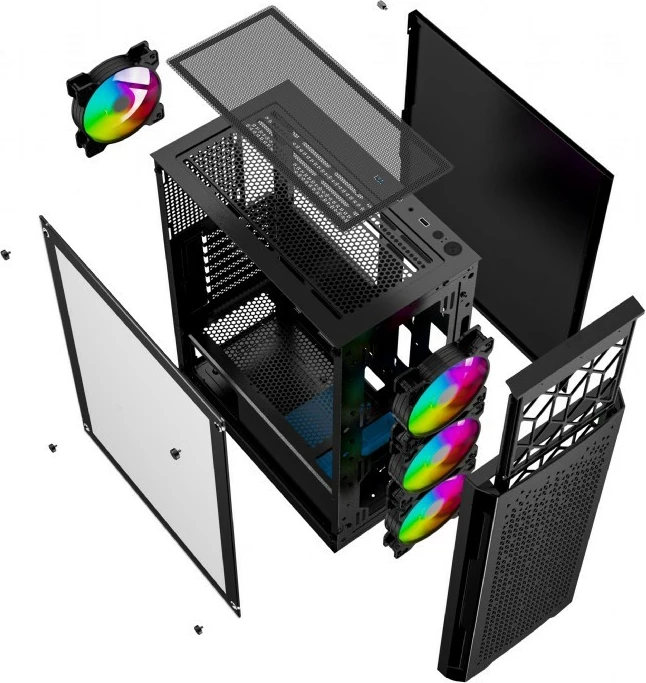 Kasë Gembird Fornax 400X, Midi Tower, ATX, xham i temperuar, e zezë