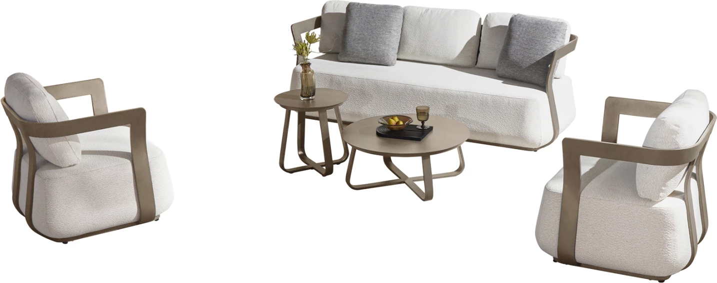 Set mobiljesh lounge për jashtë, 5 pjesë, PACIFIC CD6253.04, alumin shampanjë, material krem