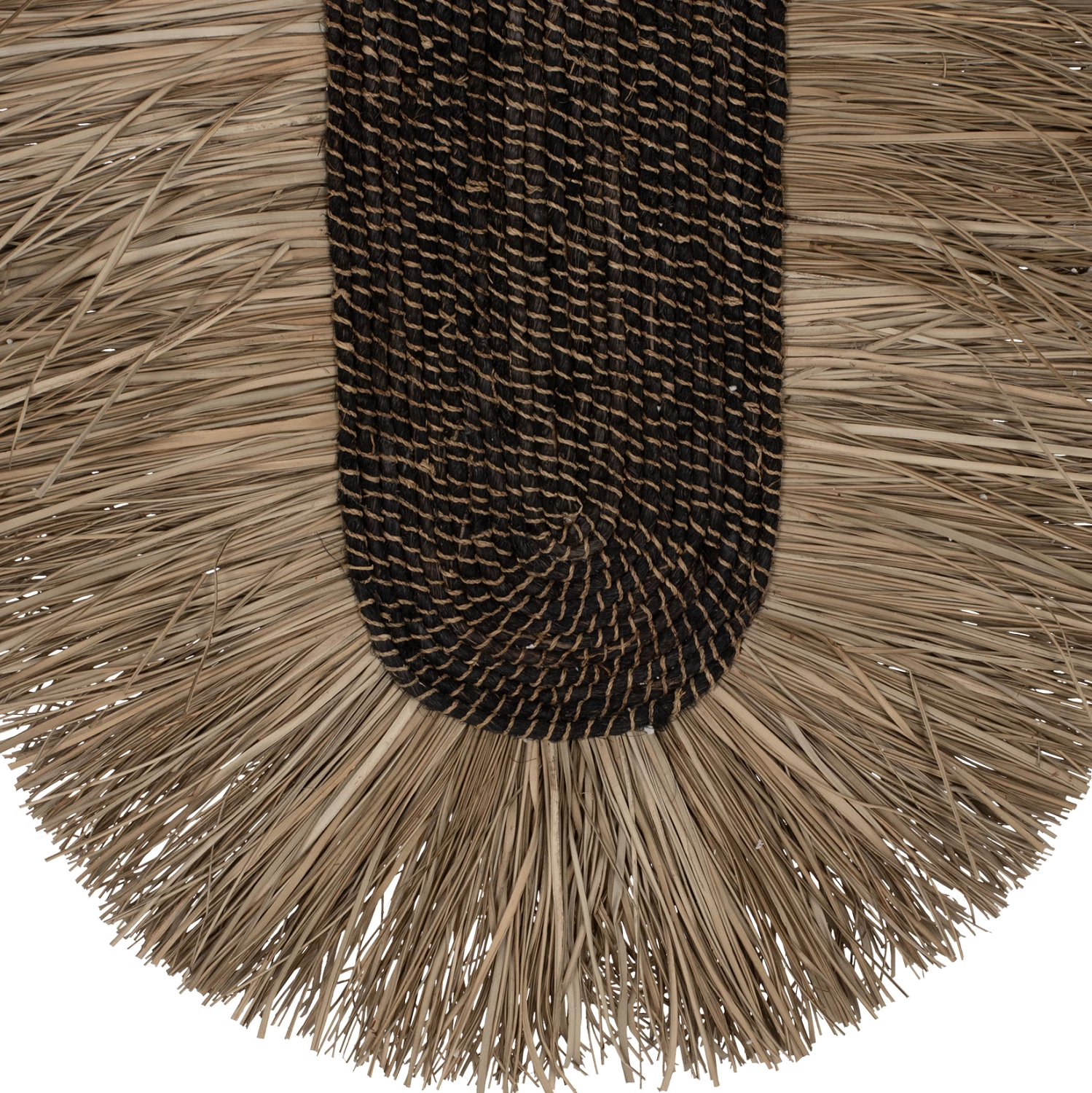 Dekor muri oval prej bari dhe fibrash abaka, ngjyrë natyrale e zezë, 50x5x75H cm, FH7794
