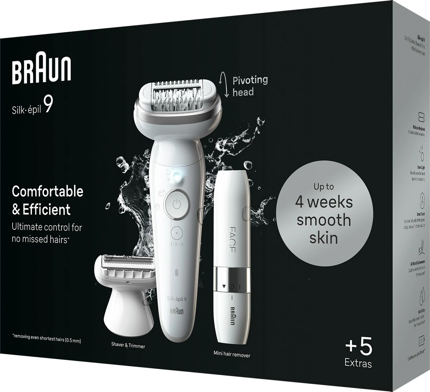 Epilator Braun Silk-épil 9 9-341, 40 pinceta, MicroGrip, i bardhë