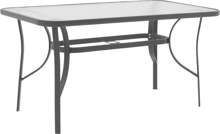 Tavolinë me karrige Ensure-Sussie, metal-xham, ngjyrë gri e errët, 140x80x70cm, 5 copë