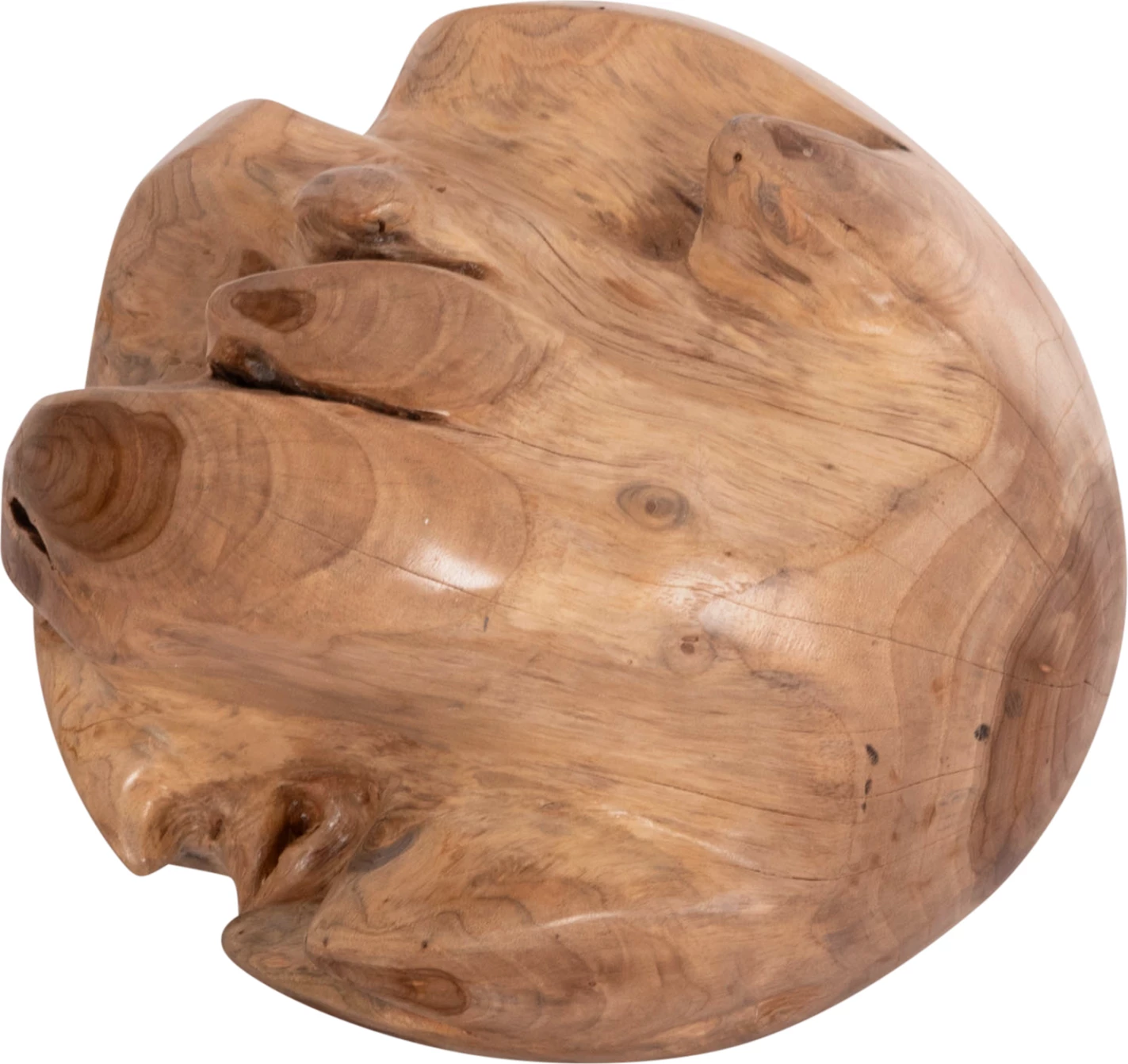 Dekor për dysheme CLEMOR, sferë prej druri tik, ngjyrë natyrale, 30cm