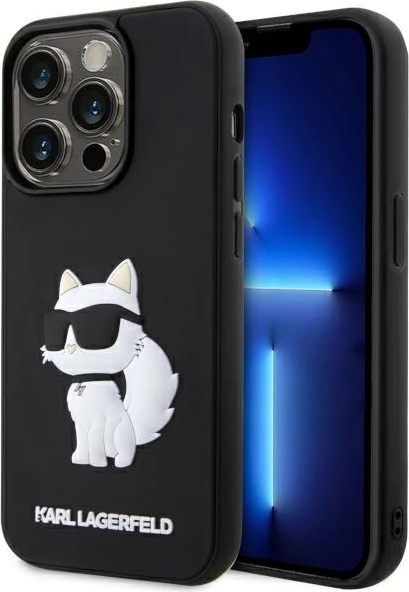 Mbështjellës Karl Lagerfeld KLHCP14X3DRKHNK për iPhone 14 Pro Max 6.7", 3D Rubber Choupette, i zi