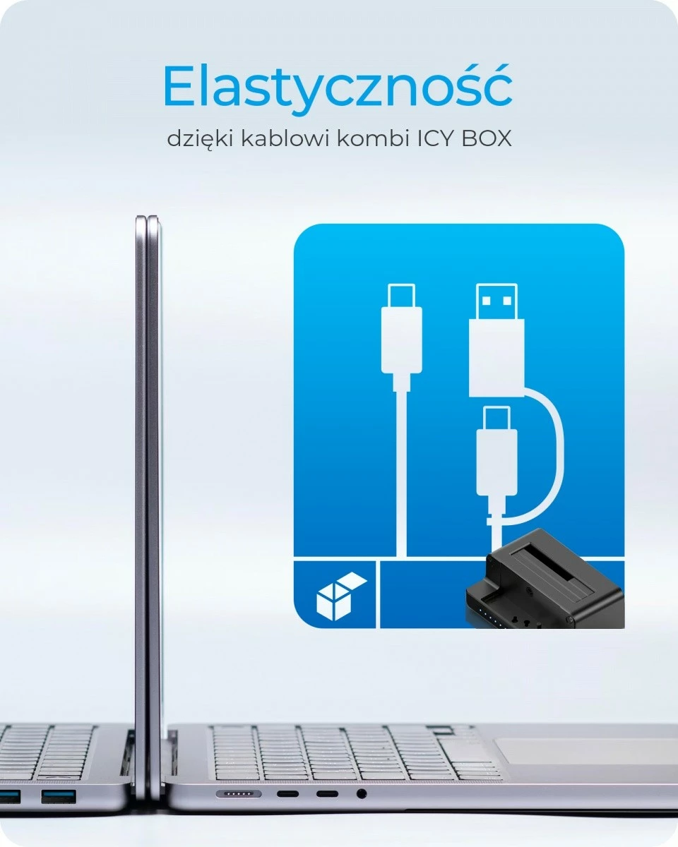 Docking station IcyBox IB-2914MSCL-C31 për SSD/HDD 2.5''/3.5'' dhe M.2 NVMe, e zezë