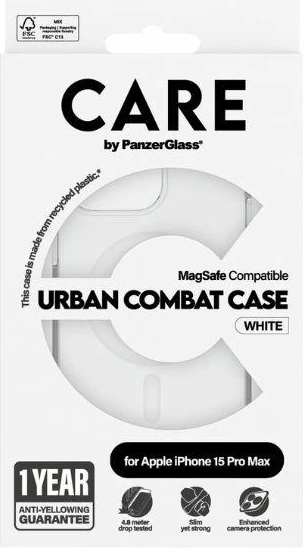 Mbështjellës PanzerGlass Urban Combat Case MagSafe për iPhone 15 Pro Max, Bardhë