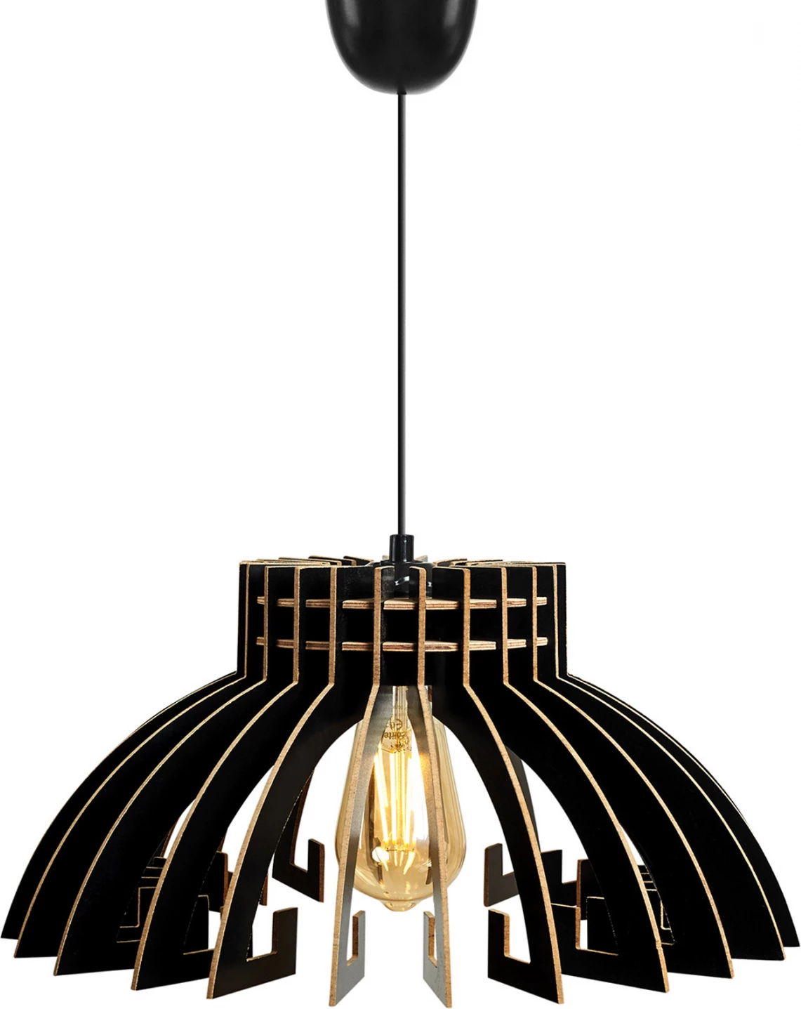 Llambë varëse prej druri, ngjyrë e zezë, FH7350.03, Φ54x65Υ cm