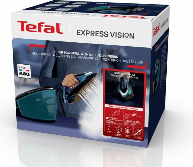 Hekur me gjenerator avulli, Tefal Express Vision SV8151E0, 2800W 7 bar 1.8L LED, blu-ezezë
