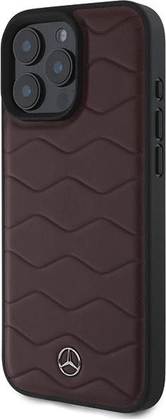 Mbështjellës Mercedes MB Waves për iPhone 16 Pro Max, lëkurë, Kuq