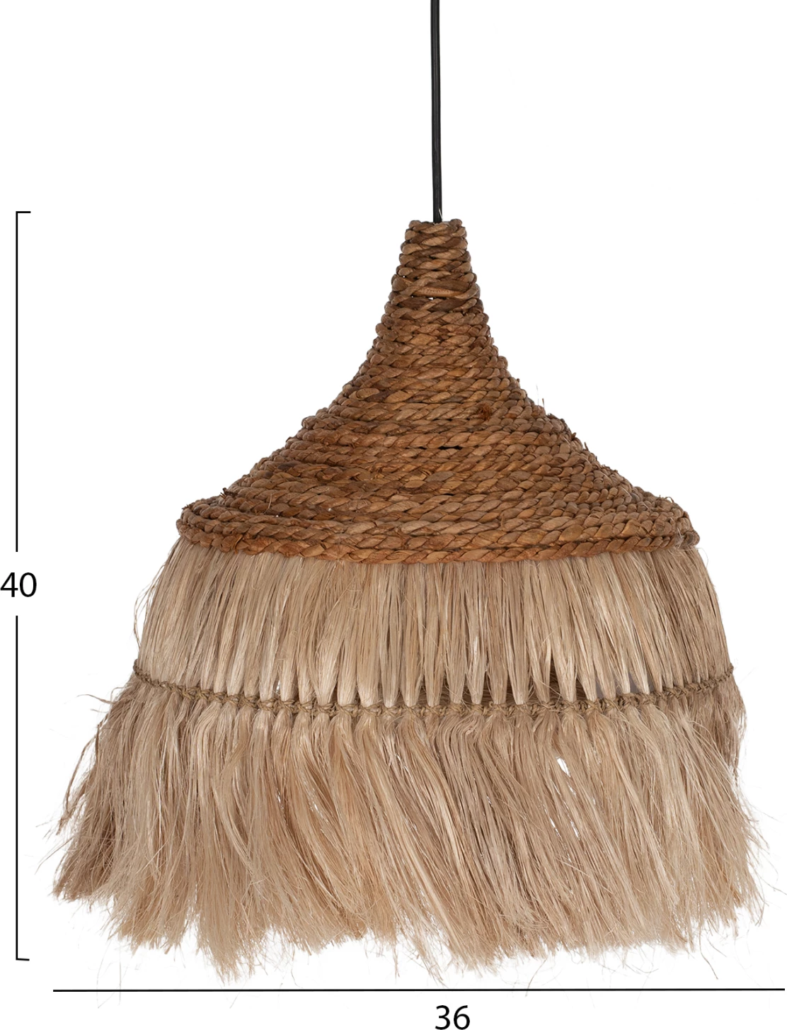 Llambë tavanore me thekë prej abaka, ngjyrë natyrale, 36x36x40H cm, FH7753