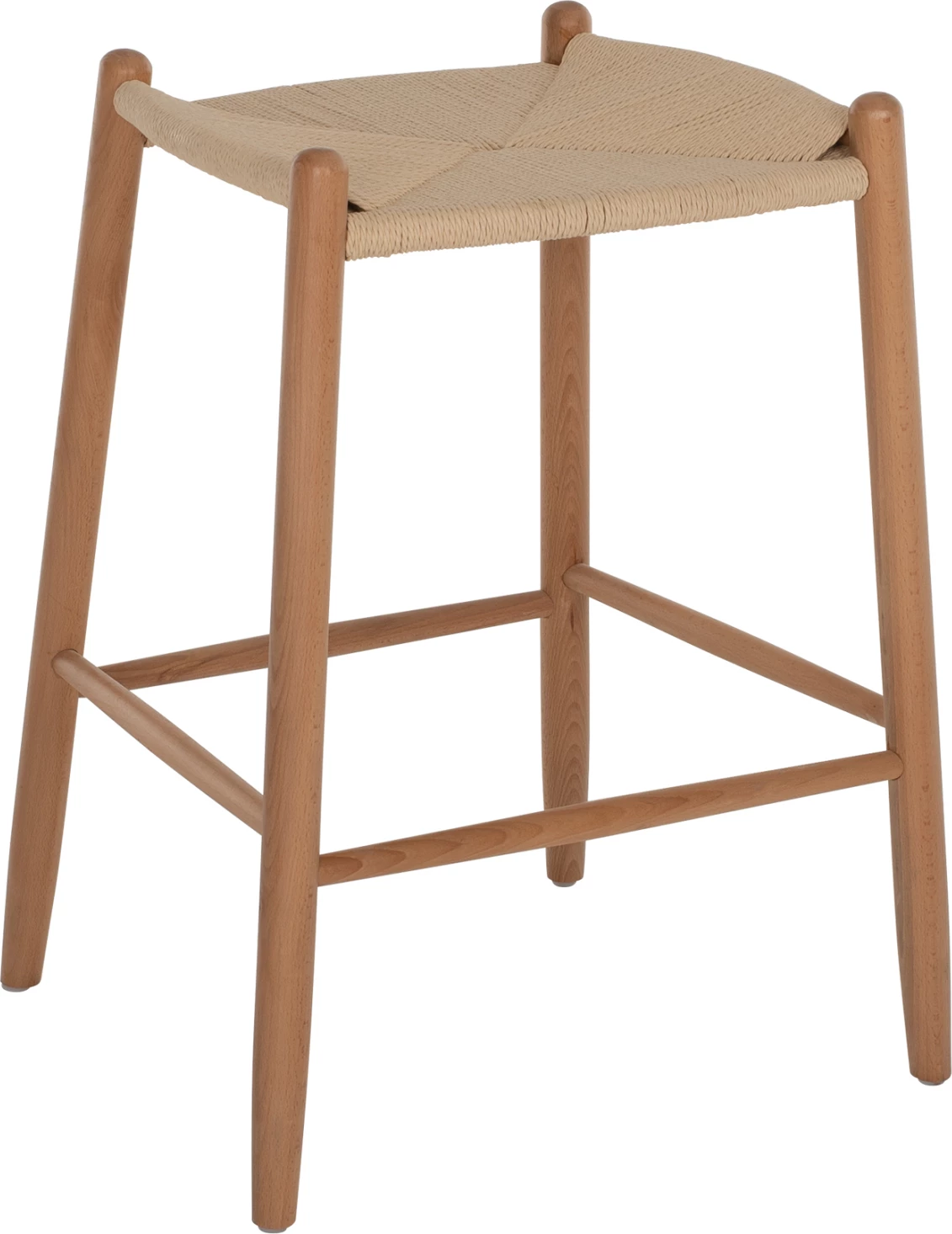 Karrige për bar, lartësi mesatare, dru ahu dhe litar, 44x46x65H cm, FH9321.01