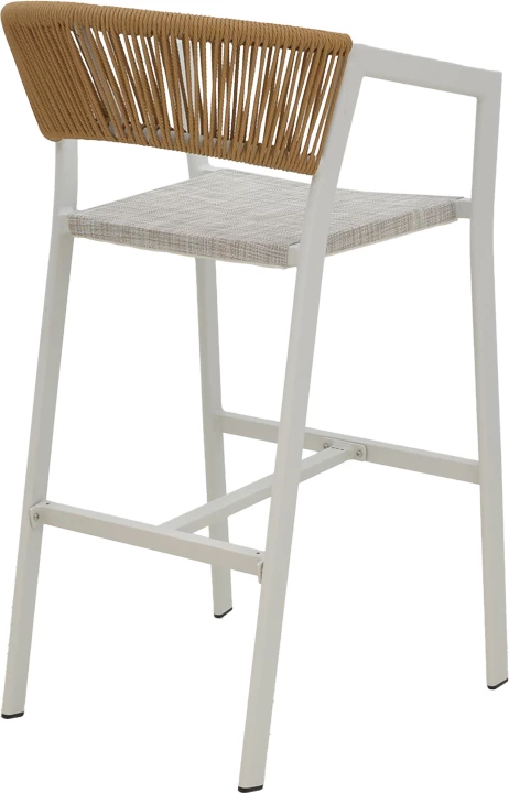 Karrige për bar alumini Phoenix, e grumbullueshme, kornizë e bardhë-tekstilen natyrale rattan, 53x58x103cm