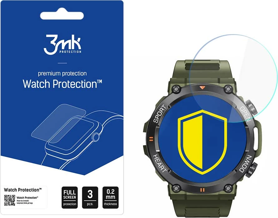 Mbrojtës ekrani për smartwatch 3mk Protection FlexibleGlass për Rubicon RNCE95, Set 3 copë