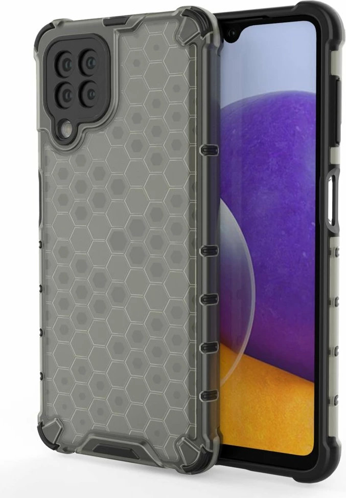 Mbështjellës Hurtel Honeycomb për Samsung Galaxy A22 4G, i zi