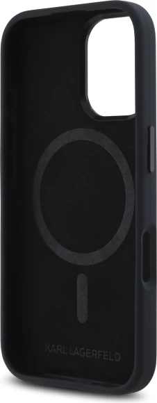 Mbështjellës Karl Lagerfeld Silicone Shadow Metal Initial MagSafe për iPhone 16, Zi