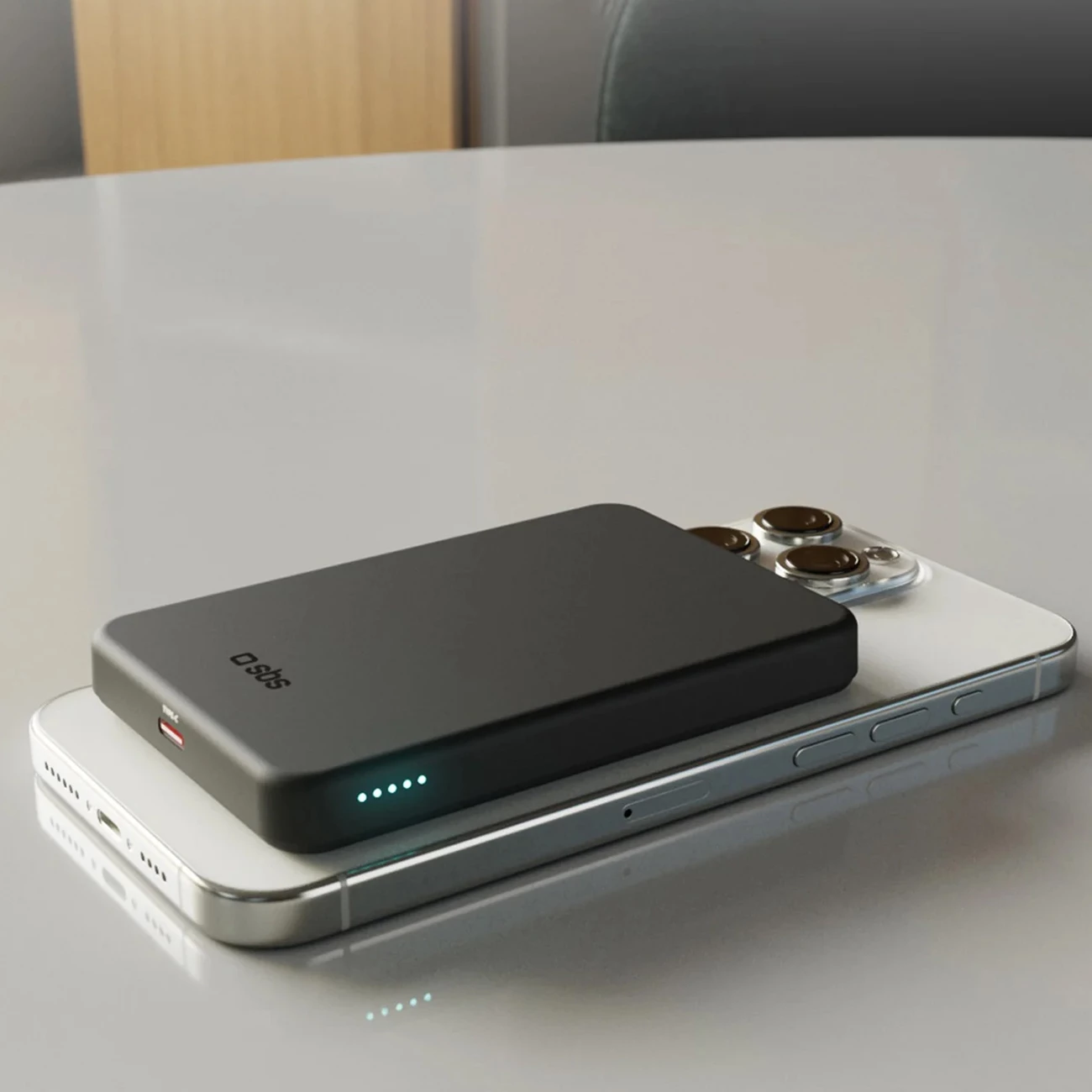 Powerbank SBS Mag Power Qi2 5000 mAh, MagSafe, USB-C, e zezë