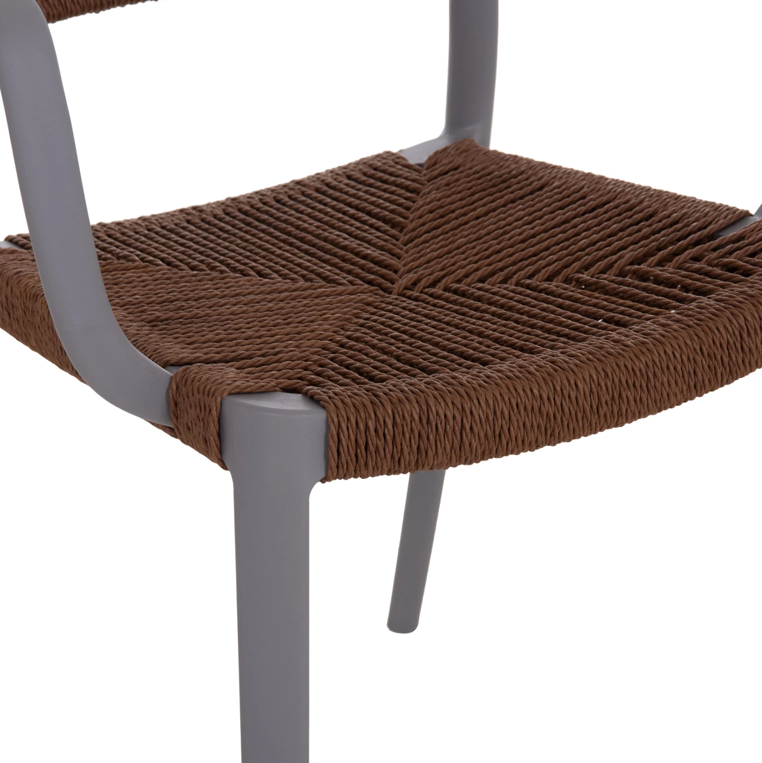 Karrige për jashtë STRIDER, polipropilen gri, litar kafe, 57x53x80cm, set prej 5 copësh