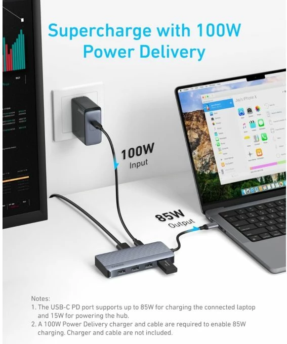 Hub USB-C ANKER A8374 7-në-1, HDMI 4K@60Hz, PD 100W, 10 Gbps, SD/microSD, gri