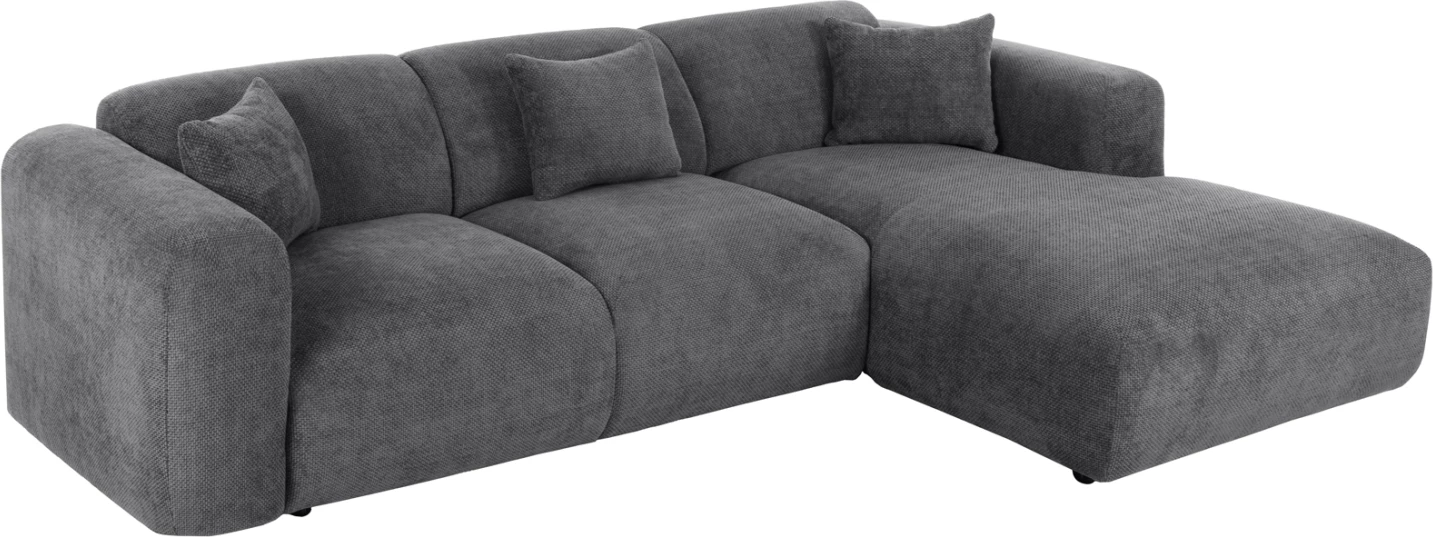 Divan qoshe BRICKEN FH3275.04R, pëlhurë antracit, 110-282x98-160x72H cm