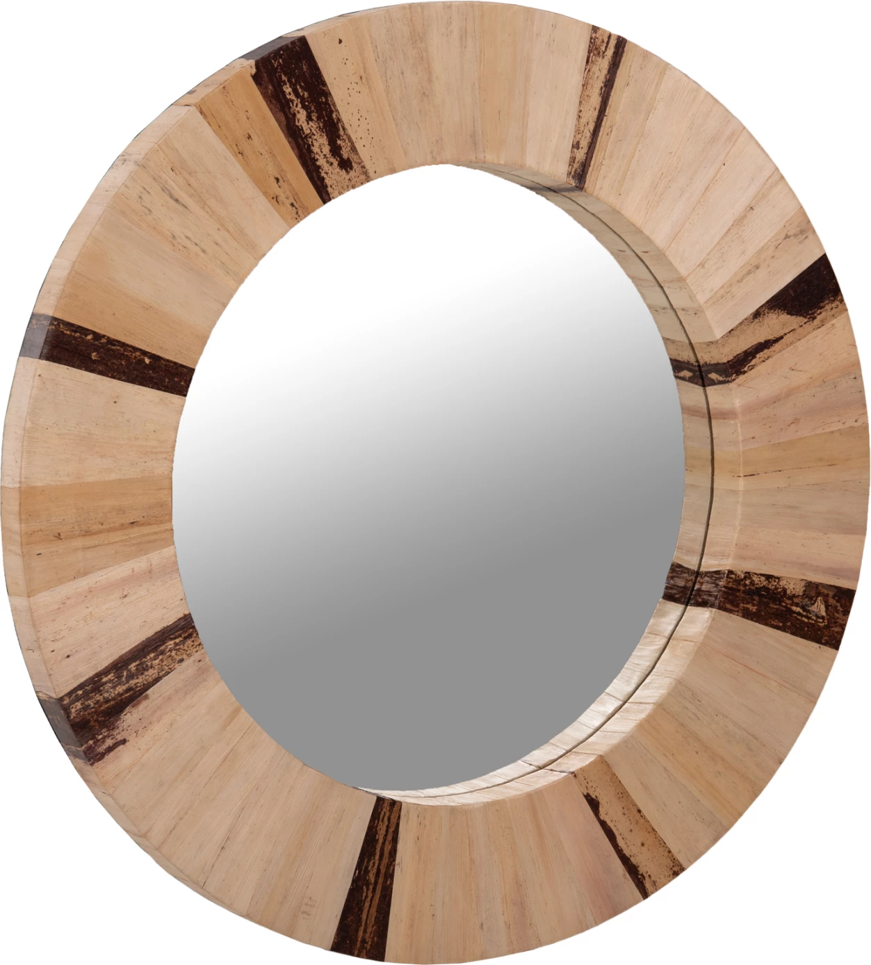 Pasqyrë muri e rrumbullakët, fibra gjethe palme të thara, ngjyrë natyrale, FH7837, Φ60x4 cm