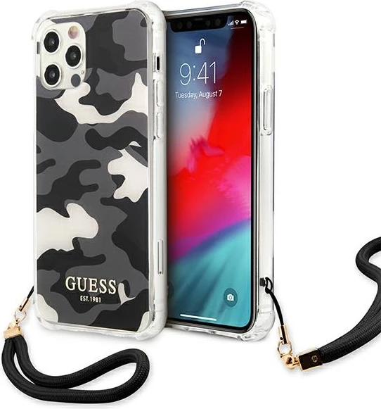 Mbështjellës Guess GUHCP12MKSARBK për iPhone 12/12 Pro, Hardcase, Camo, i zi