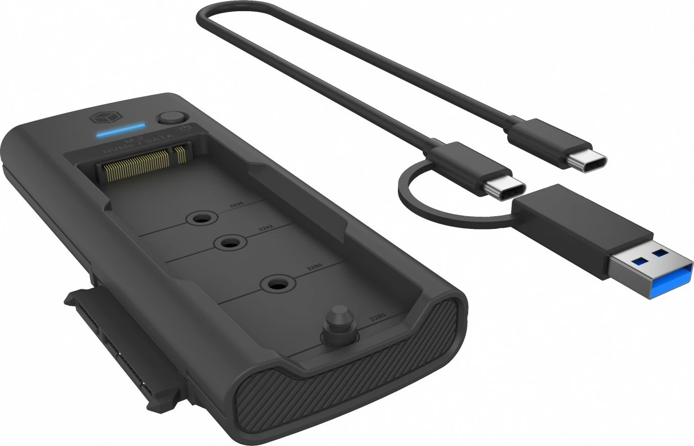 Docking station IcyBox IB-180MS-C31 për SSD/HDD 2.5"/3.5" & M.2 NVMe/SATA, USB 3.2, E zezë