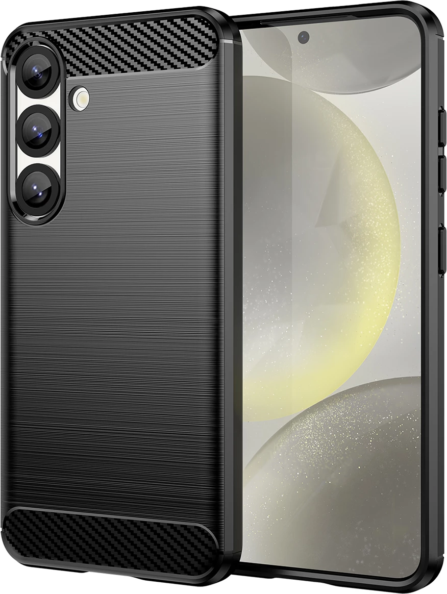 Mbështjellës Hurtel Carbon Case për Samsung Galaxy S25 Edge, silikon, zi