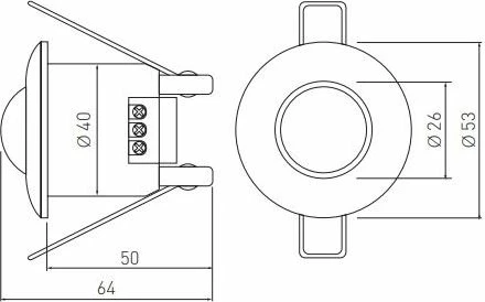 sensor lëvizjeje IR i integrum në tavan GTV CR-CR5M00-00, 360°, 6m, 800W, 220-240V, IP20, i bardhë