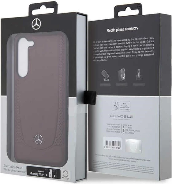 Mbështjellës Mercedes Leather Urban për Samsung Galaxy S23+, lëkurë artificiale, i kuq