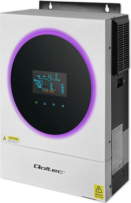 Inverter solar hibrid Qoltec 53873, 6kVA/6kW, MPPT 120A, Wi-Fi, LCD, BMS, zi/bardhë