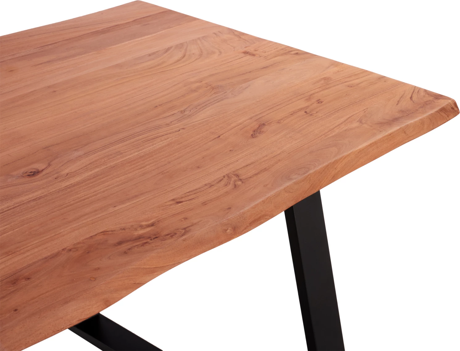 Tavolinë ngrënieje akacie, FH8501.11, dru akacie, këmbë të zeza, 200x100x77 cm