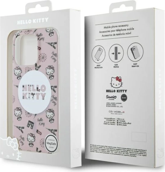 Mbështjellës Hello Kitty IML All Over Paris MagSafe për iPhone 16 Pro Max, Rozë