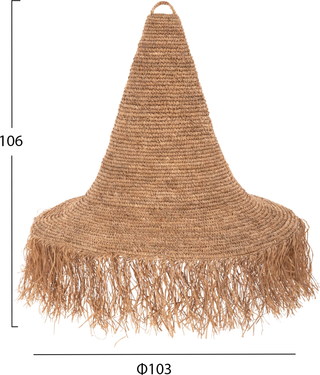 Llambë tavani varëse, ratan natyral, FH4033, Φ103x84.5-106Hcm