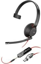 Kufje me mikrofon, HP Poly Blackwire 5210 8X230AA, monaurale, USB-C, e zezë