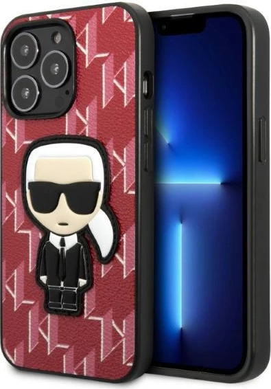 Mbështjellës Karl Lagerfeld KLHCP13LPMNIKPI për iPhone 13/13 Pro, hardcase, Monogram Ikonik Patch, Kuqe