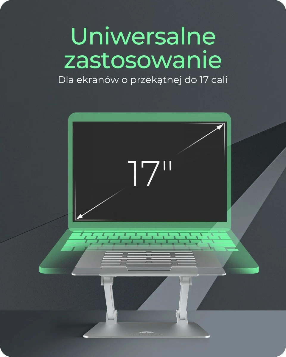 Mbajtëse laptopi IcyBox IB-NH300, deri 17", alumini, argjendtë
