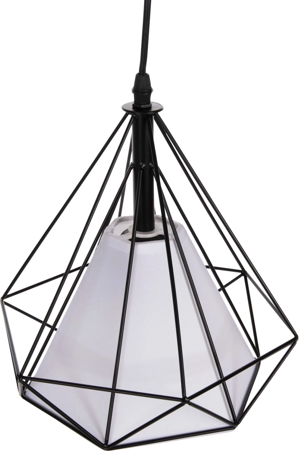 Llambë varëse tavani FH4065, kapak metali i zi, mbulesë llambë e bardhë, 25x25x125 cm