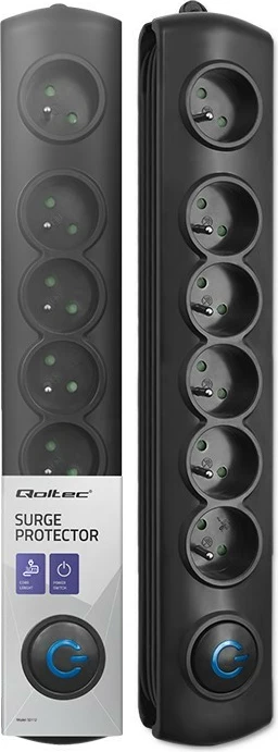 Kasë mbrojtëse Qoltec 50112, 6 dalje, 3m, e zezë