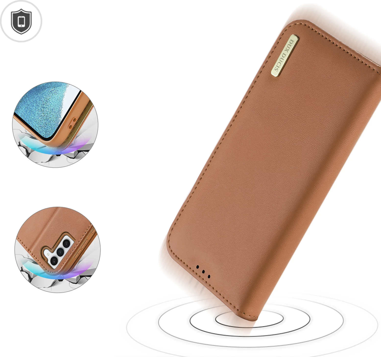 Mbështjellës Dux Ducis Hivo për Samsung Galaxy S23+, me kapak, portofol, bllokim RFID, kafe