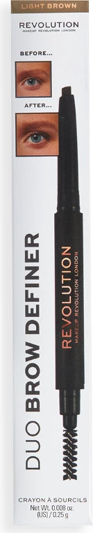 Laps për vetulla Revolution Eyebrow Pencil Duo Brow Definer Light Brown