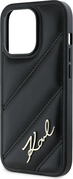 Mbështjellës Karl Lagerfeld Diagonal Quilted Script për iPhone 13 Pro/13, e zezë