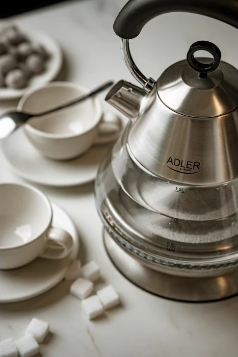 Çajnik elektrik ADLER AD1282, 1.5L, 2200W, STRIX, ndriçim LED blu, çelik inox