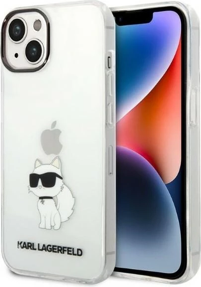 Mbështjellës Karl Lagerfeld Choupette për iPhone 14 Plus/15 Plus, Transparent